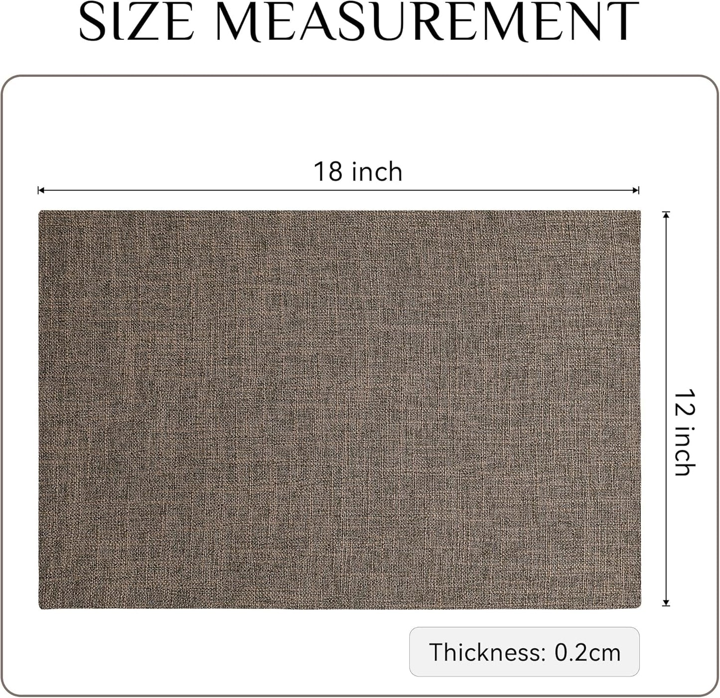 Softalker Faux Linen Placemats Set of 12-12 x 18 Inch, Heat Resistant Double Layered Durable Burlap Farmhouse Place Mats, Non-Slip Washable Rustic Table Mats for Dining, Kitchen, Party(Brown