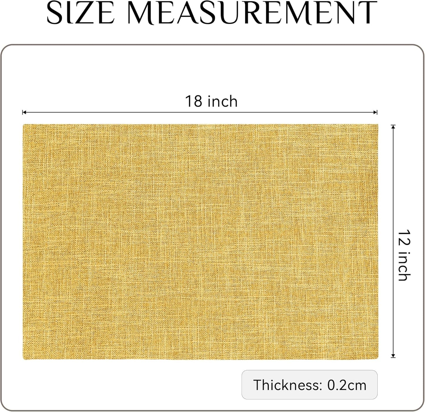 Softalker Faux Linen Placemats Set of 6-12 x 18 Inch, Heat Resistant Double Layered Durable Burlap Farmhouse Place Mats, Non-Slip Washable Rustic Table Mats for Dining, Kitchen, Party(Yellow