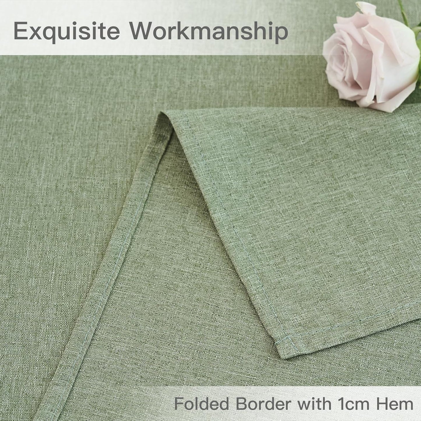maxmill Linen Texture Tablecloth Water Resistant Antiwrinkle Spillproof Wipeable Washable Soft Fabric Table Cloth for Dining Room, Buffet Banquet Party Holiday, Rectangular 60 x 108 Inch, Sage Green