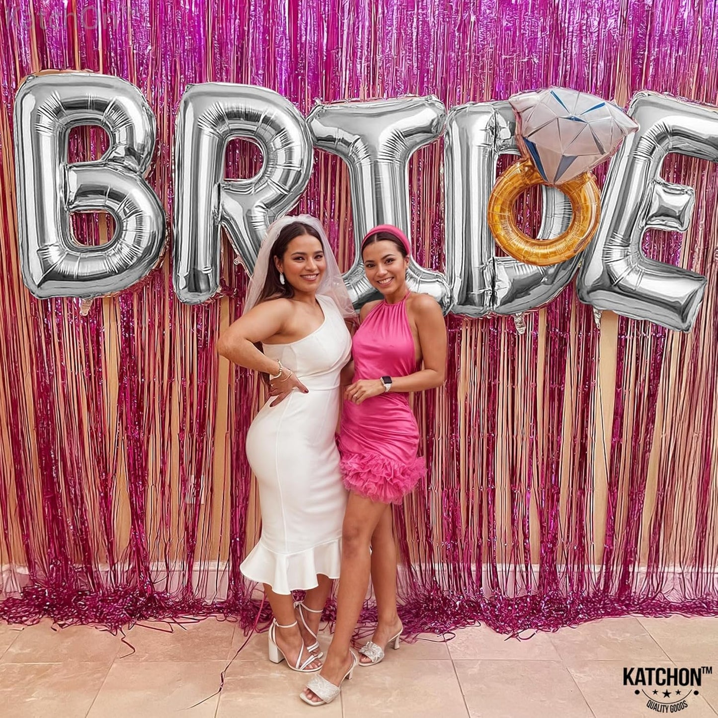 KatchOn, Giant Bride Balloons Silver - 40 Inch | Bachelorette Party Decorations | Silver Bride Balloons Bachelorette for Bridal Shower Decorations | Bridal Shower balloons