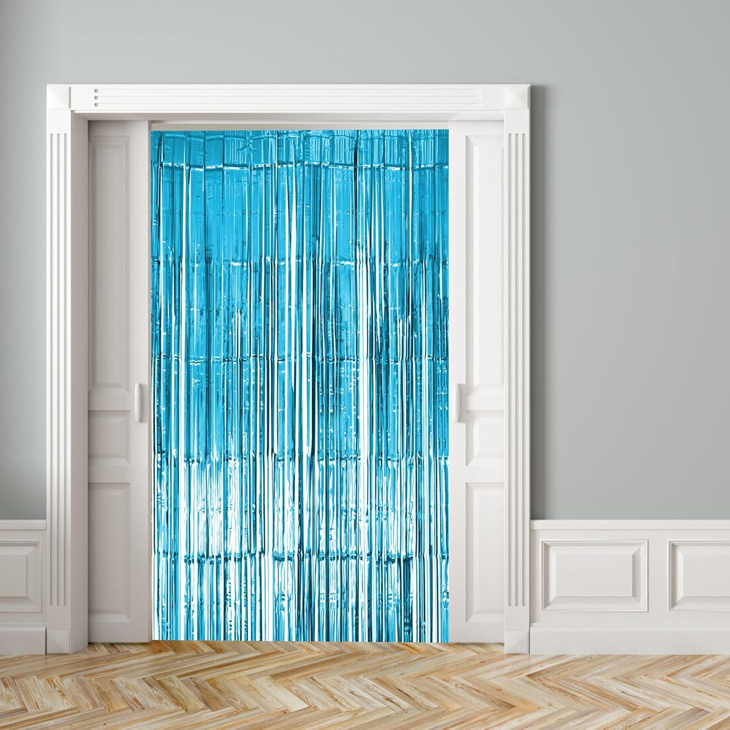 2 Pack Light Blue Fringe Backdrop Curtains, Light Blue Streamers Party Backdrop, Christmas Decorations, New Year Decorations, White Party Decorations Supplies For Birthday, Holidays, Parties & More