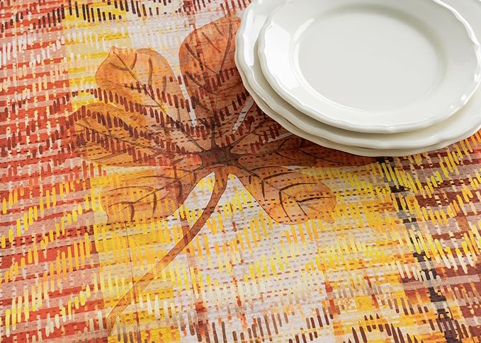 Maison d' Hermine Table Cloth Round Table 100% Cotton 63 Inches Fall Tablecloth Reusable Everyday Use for Thanksgiving Christmas Decorations Dining Farmhouse Party (Thanksgiving Tartan)