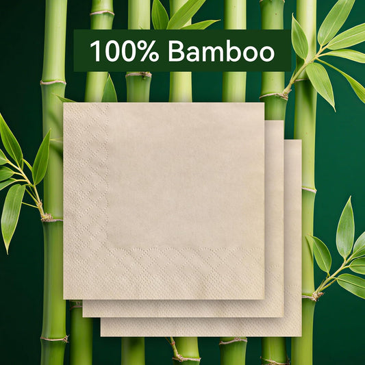 MORGIANA 1000-Pack Bamboo Wedding Cocktail Napkins Disposable - 5 x 5 Inch Compostable Bar Napkins for Parties, Bar