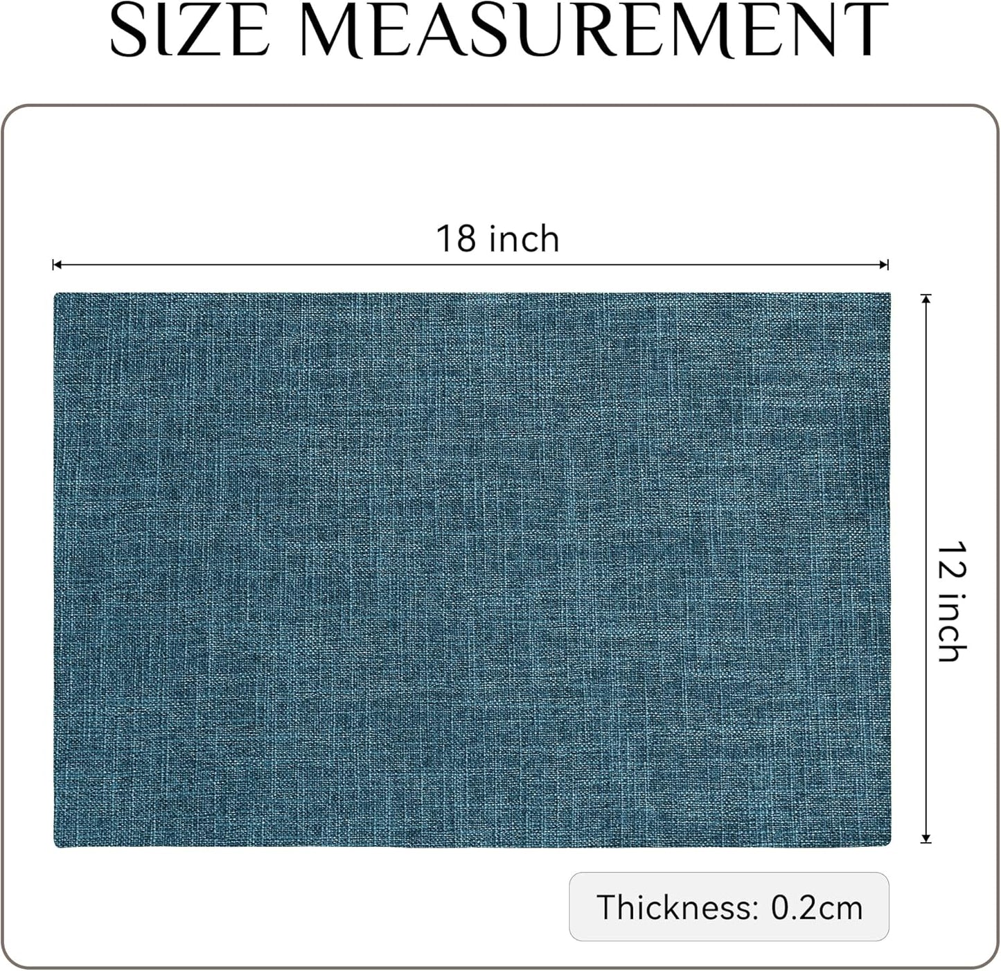 Softalker Faux Linen Placemats Set of 6-12 x 18 Inch, Heat Resistant Double Layered Durable Burlap Farmhouse Place Mats, Non-Slip Washable Rustic Table Mats for Dining, Kitchen, Party(Teal