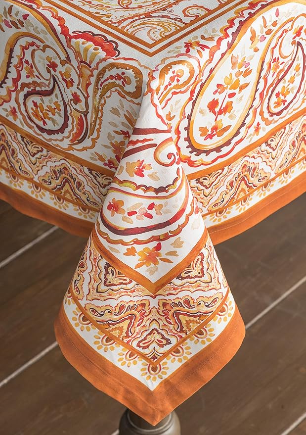 Maison d' Hermine Table Cloth Rectangle Table 100% Cotton 60 x 108 Inches Fall Tablecloth Reusable Everyday Use for Thanksgiving Christmas Decorations Dining Farmhouse Party (Palatial Paisley)