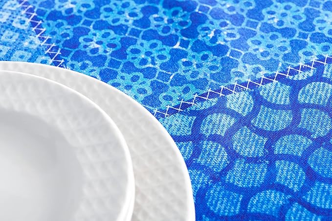 Maison d' Hermine Table Cloth Rectangle Table 100% Cotton 54 x 72 Inches Tablecloth Reusable Decorative for Dining Room Farmhouse Home Valentines Day Decorations Spring Summer - Indigo Love
