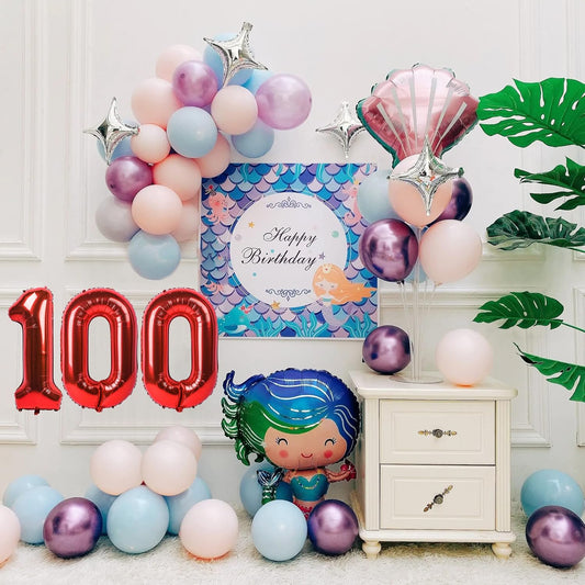 Smlpuame 40 inch Number Balloon 0-9 Red Large Number 100 Balloons,Digital Balloons for Birthday Party Celebration Decorations Supplies, Helium Foil Number Balloons for Wedding Anniversary