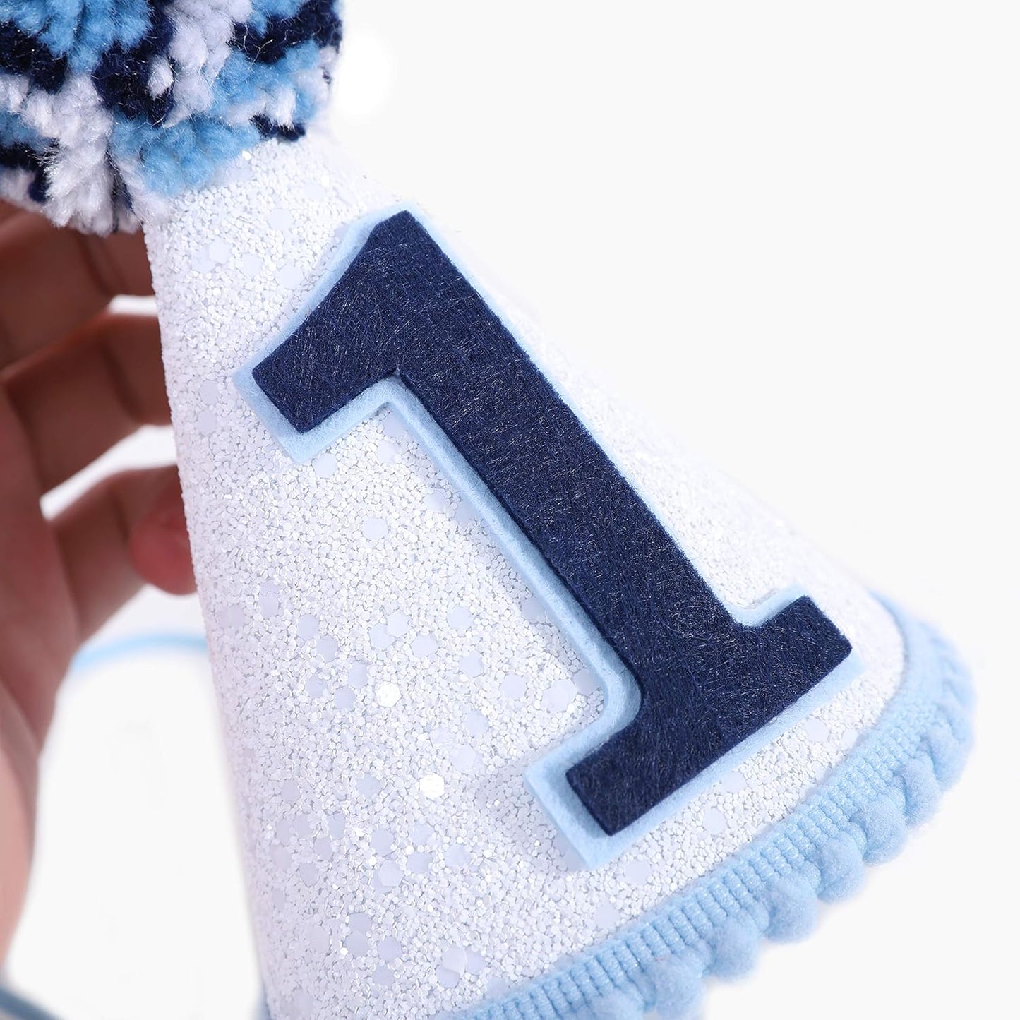 WAOUH Boy’s 1st birthday hat -navy blue felt, cone-shaped mini crown, photo props