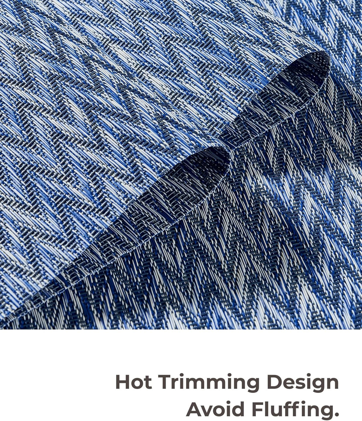 Leetaltree Blue Placemats Set of 8 - Heat Resistant Non-Slip Place mats for Dining Table, Washable Durable PVC Vinyl Woven Table Mats(Blue Zigzag, 8)