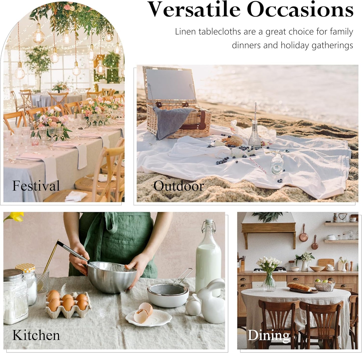 Linen World Linen Tablecloth,100% French Linen Sage Tablecloth 132" x 90" Inch,Washable Rectangular Tablecloth for Dining,Outdoor,Weddings and Restaurants,Decorative Thanksgiving Christmas
