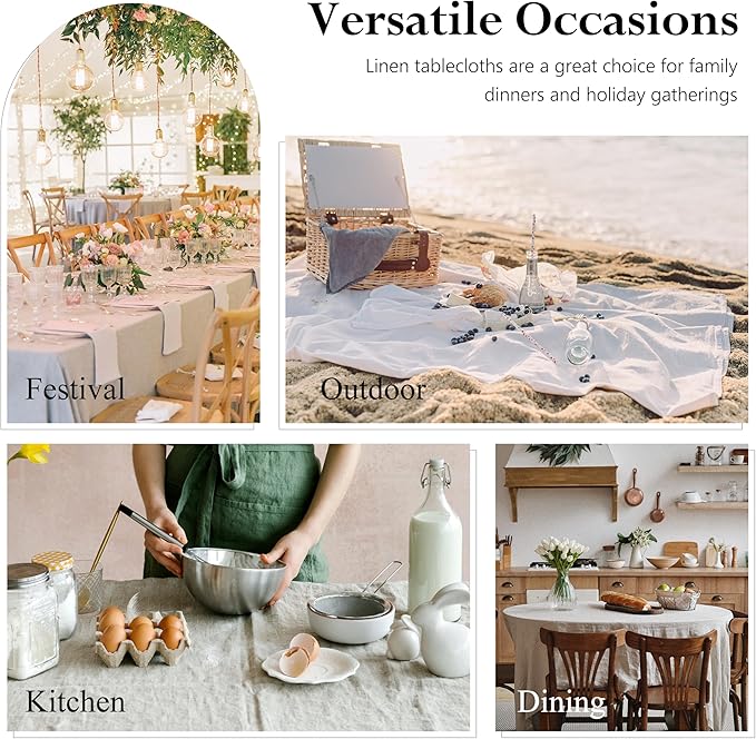 Linen World Linen Tablecloth,100% French Linen Sage Tablecloth 108" x 60" Inch,Washable Rectangular Tablecloth for Dining,Outdoor,Weddings and Restaurants,Decorative Thanksgiving Christmas