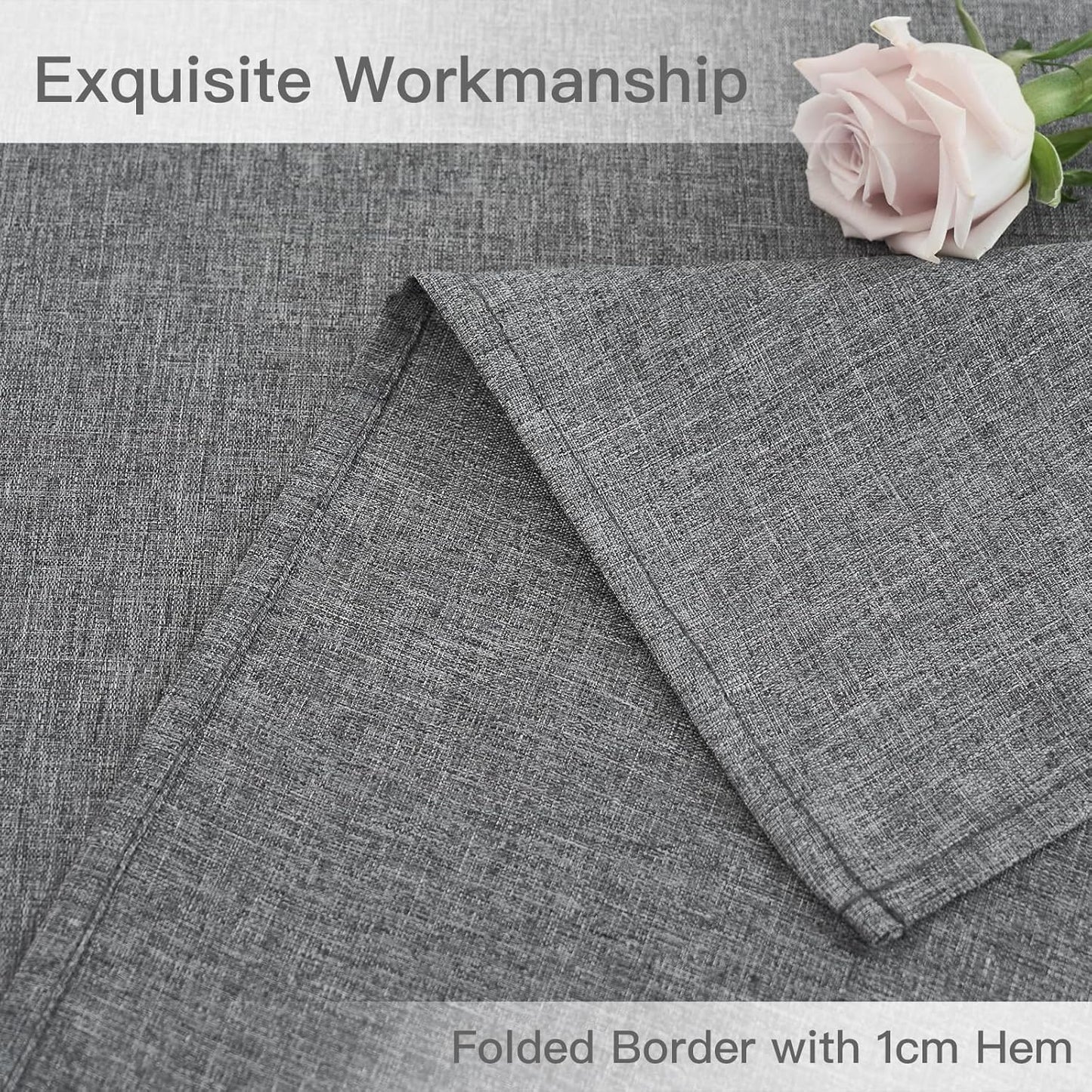 maxmill Linen Textured Rectangular Tablecloth Water Resistant Wrinkle Free Spill-Proof Stain Proof Table Cloth for Dining Room Decoration Banquet Party Wedding Holiday Dinner, 52 x 84 Inch, Dark Grey