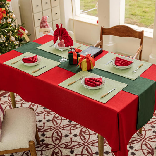Home Brilliant Cloth Placemats Set of 6 Heat Resistant Dining Table Place Mats Kitchen Table Mats for Holiday Dinner Decor, Grass Green