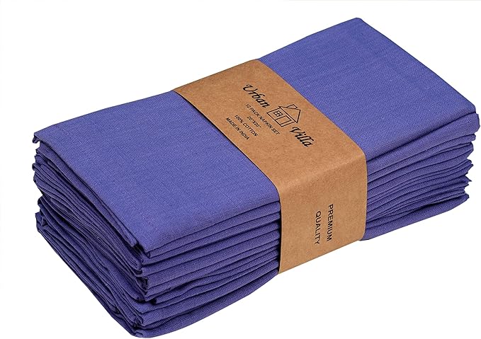 Urban Villa Cloth Napkins Set of 12 20x20 Inches 100% Cotton Napkins Cloth Washable Soft Durable Reusable Absorbent Table Dinner Napkins Cloth for Hotel Lunch Restaurant Weddings Parties – Lilac
