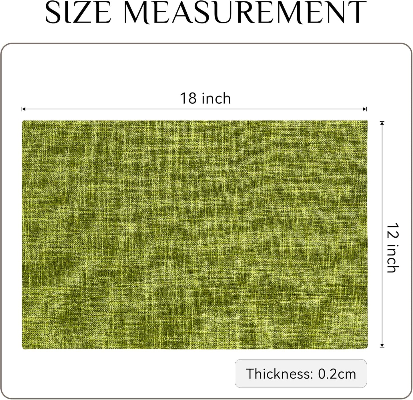 Softalker Faux Linen Placemats Set of 4-12 x 18 Inch, Heat Resistant Double Layered Durable Burlap Farmhouse Place Mats, Non-Slip Washable Rustic Table Mats for Dining, Kitchen, Party(Lime Green