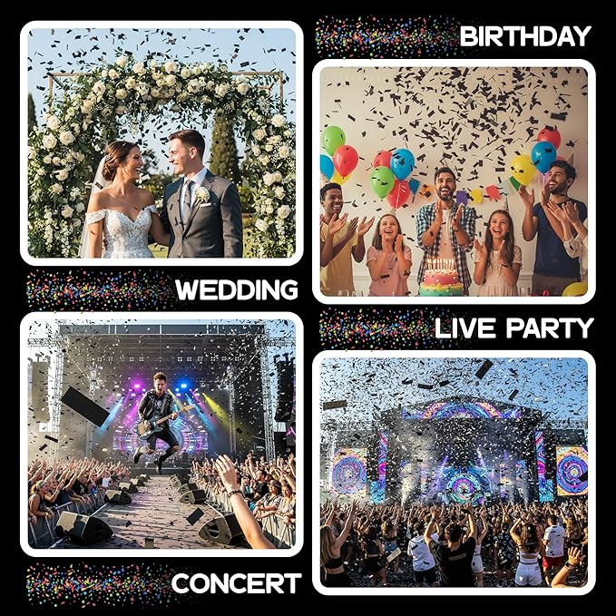 Ultimate Confetti, Black Biodegradable Confetti - Rectangular Flame-Resistant Tissue Paper Confetti for Cannon and Launcher use – Best for Gender Reveal, Concerts and Parties - 20 lb, 320 oz