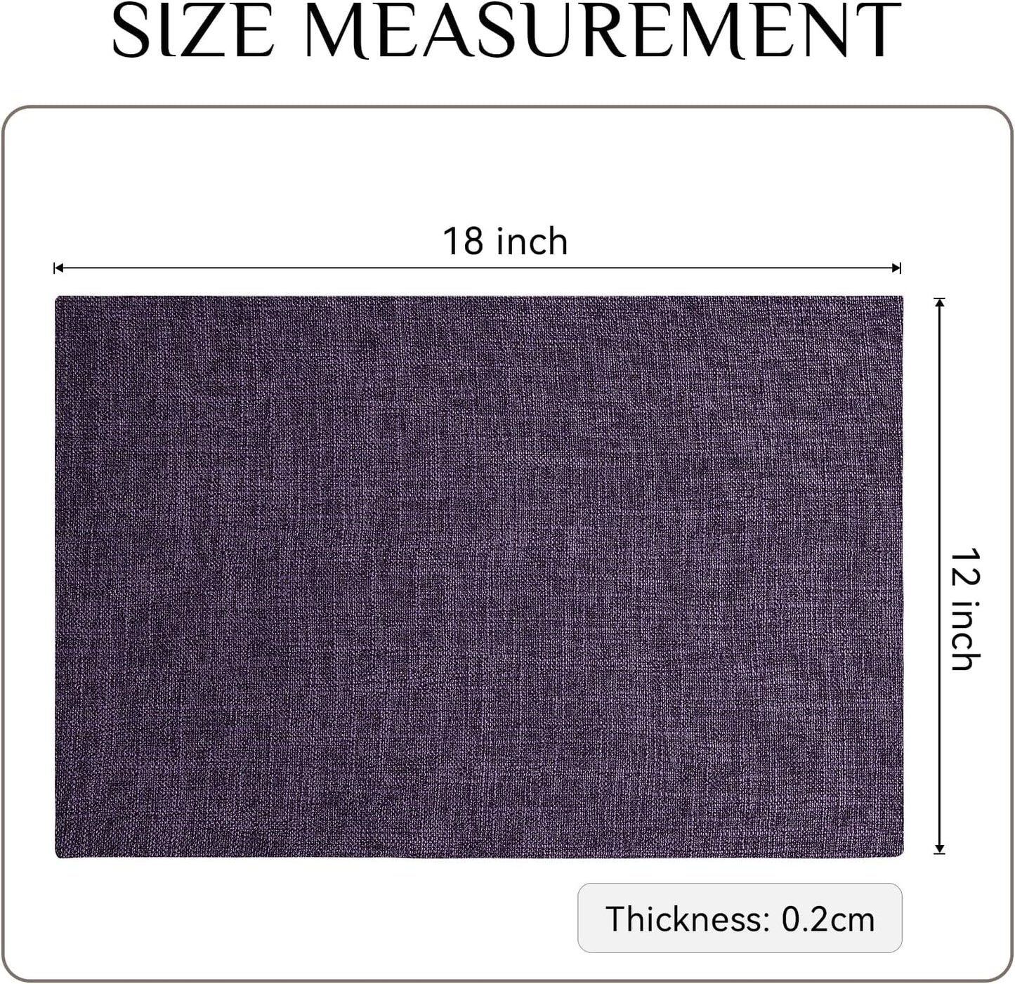 Softalker Faux Linen Placemats Set of 12-12 x 18 Inch, Heat Resistant Double Layered Durable Burlap Farmhouse Place Mats, Non-Slip Washable Rustic Table Mats for Dining, Kitchen, Party(Purple