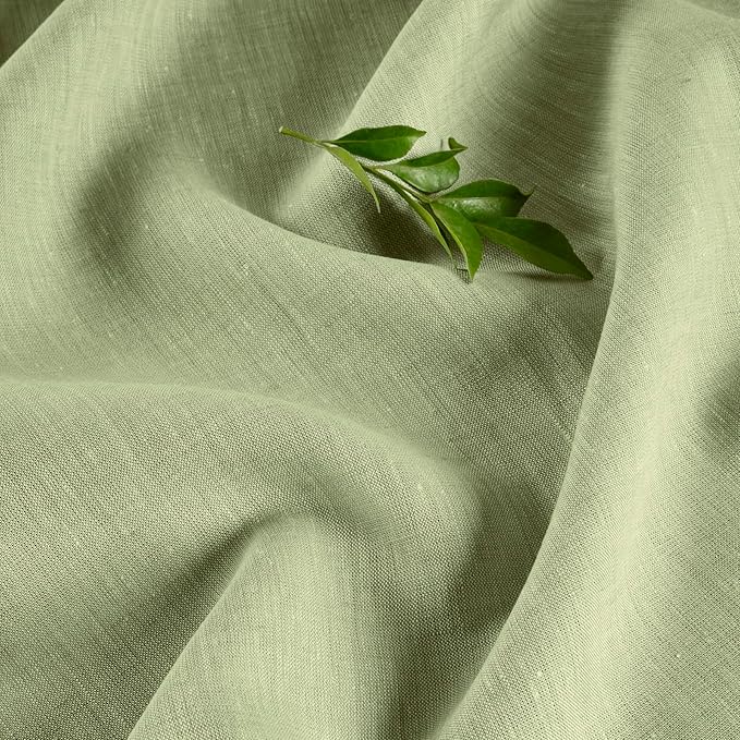 Solino Home Linen Tablecloth 54 x 72 Inch - 100% Pure Linen Chambray Olive Table Cloth for Rectangular Tables - Athena, Machine Washable Cloth Tablecloth for Spring, St Patricks Day