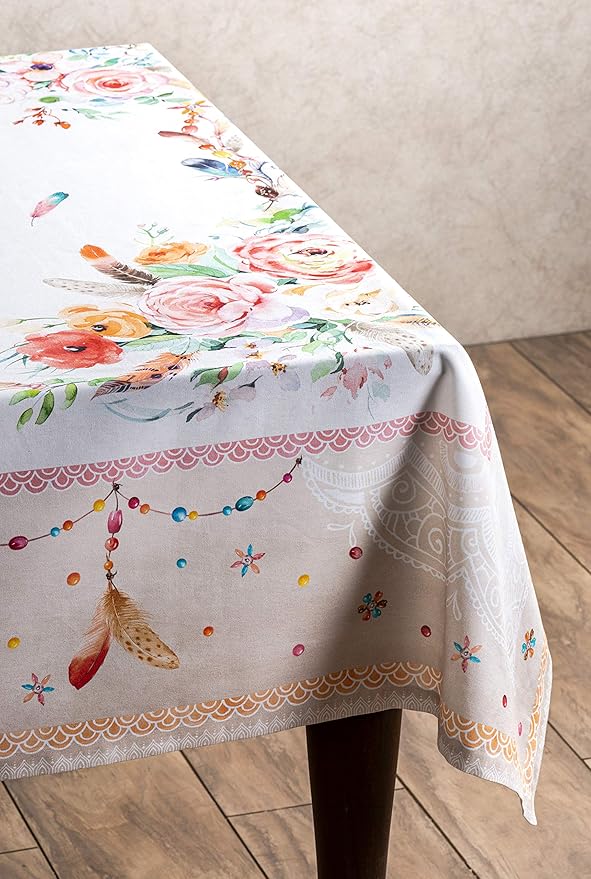 Maison d' Hermine Table Cloth Rectangle Table 100% Cotton 60 x 120 Inches Tablecloth Reusable Decorative for Dining Room Farmhouse Home Valentines Day Decorations Spring Summer - Ibiza - Beige
