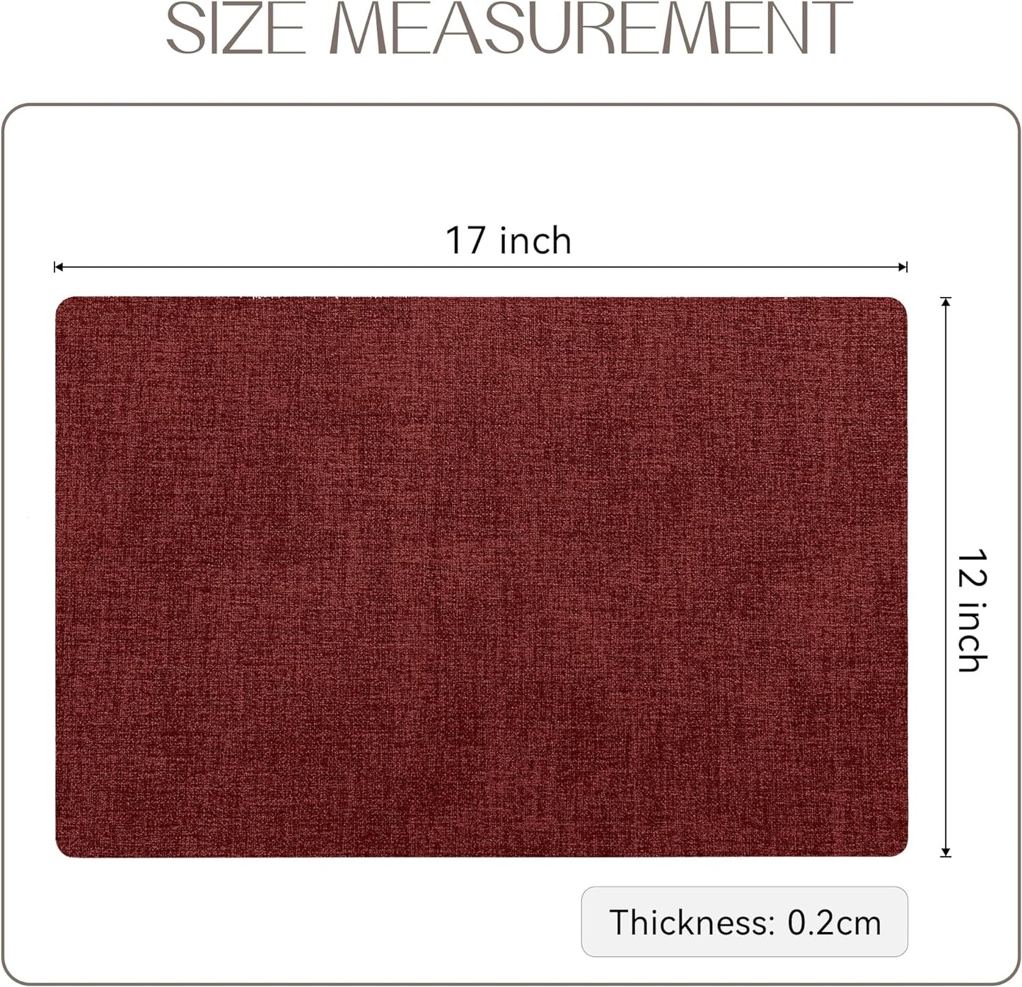 Romanstile Vinyl Placemats Set of 6-12 X 18 Inch - Heat Resistant Place Mats 100% Waterproof Oilproof Wipeable Reversible Faux Leather Table Mats for Kitchen/Dining/Party/Outdoor, Red