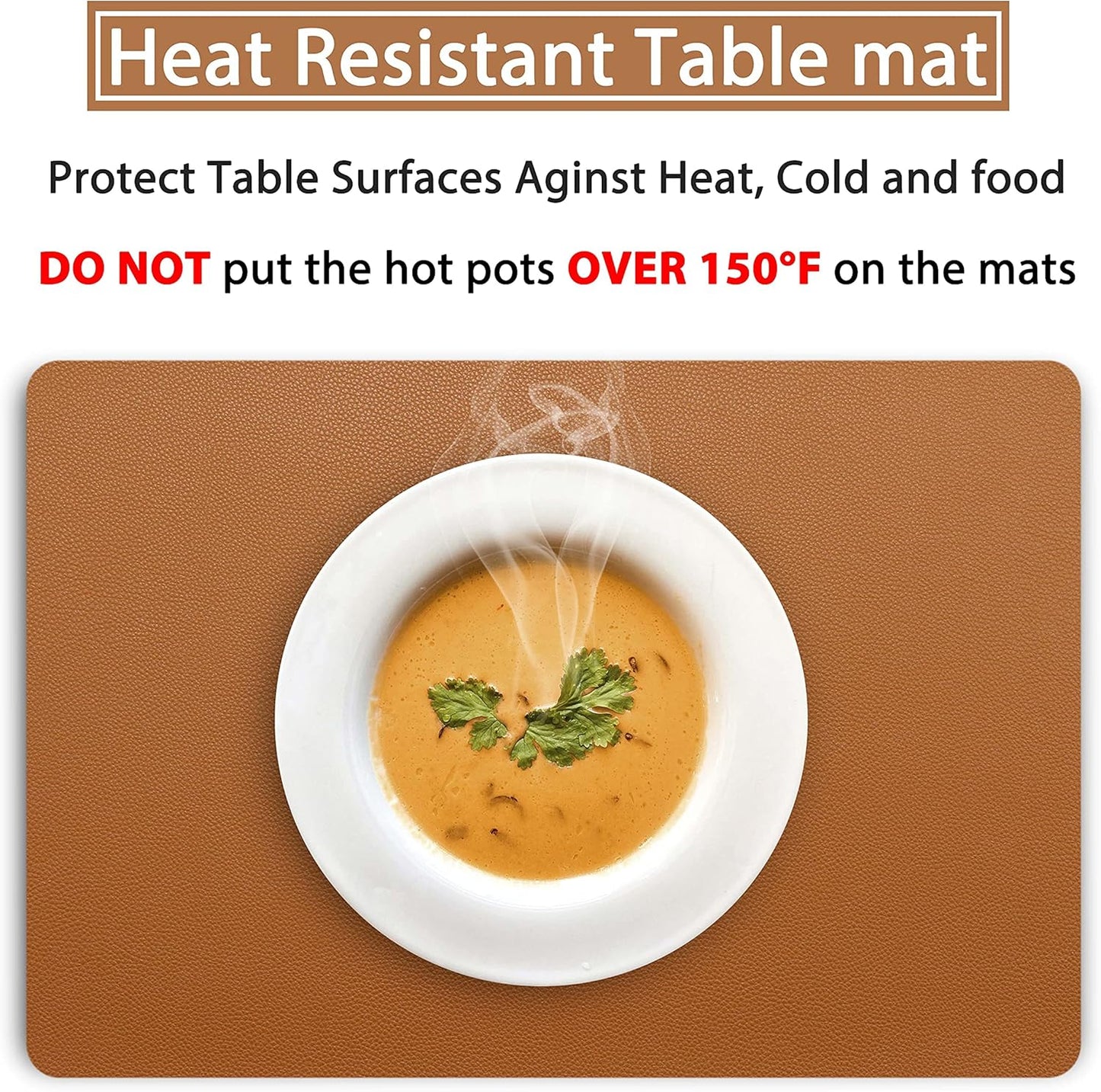 Fall Placemats Set of 2 Wipeable Table Mats Easy to Clean Waterproof Kitchen Mats for Dining Table Outdoor Indoor (2, Brown)