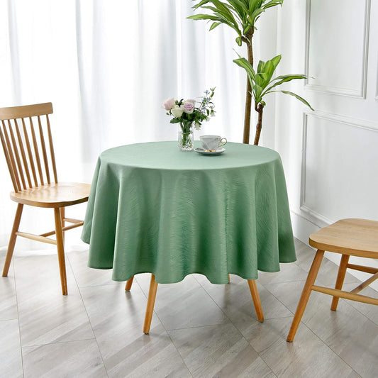 maxmill Round Jacquard Tablecloths Swirl Design Spillproof Wrinkle Free Heavy Weight Soft Table Cloth for Circular Table Cover of Buffet Banquet Parties Holiday Dinner Round 90 Inch Sage Green
