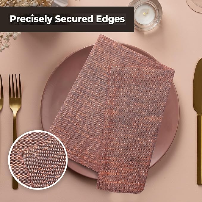 Urban Villa Cloth Napkins Set of 12 20x20 Inches 100% Cotton Napkins Cloth Washable Soft Durable Reusable Absorbent Table Dinner Napkins Cloth for Hotel Lunch Restaurant Weddings Parties-Orange Black