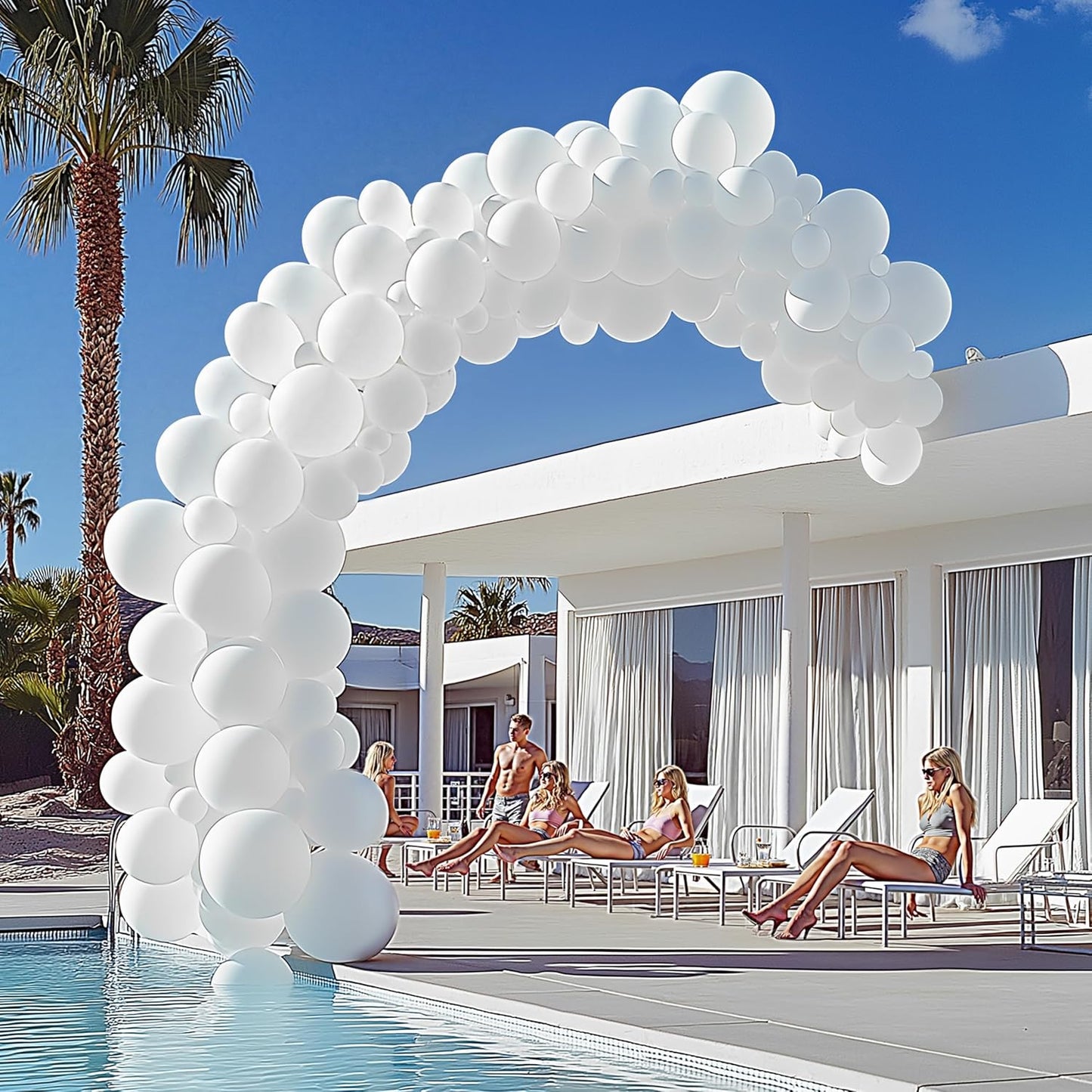 JOYIN 150 Pcs White Balloons, Different Sizes 18 12 10 5 Inch White Latex Balloon Arch Kit with Instruction for Birthday Decoration Party Graduation Wedding Holiday