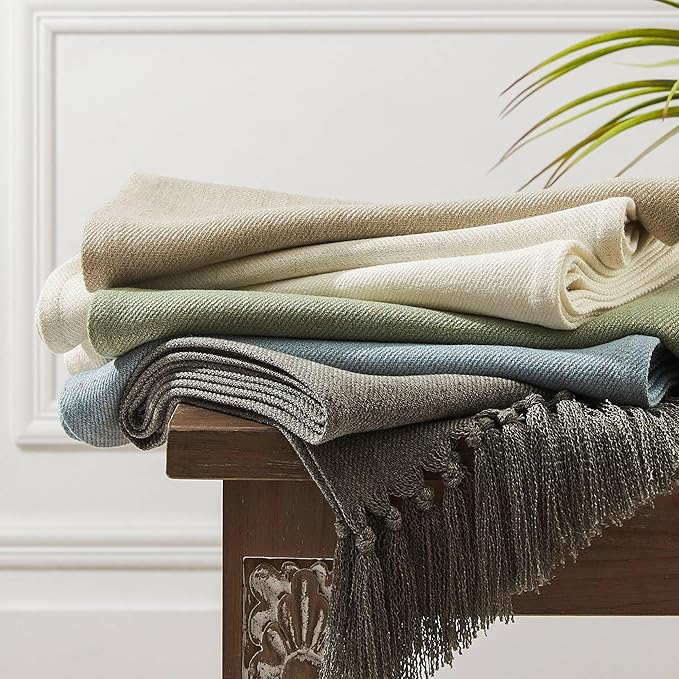 ZeeMart Linen Blend Table Runner, Blue 13x108 Inch, Farmhouse Burlap Linen Style Rustic Blue Table Runners 108 Inches Long