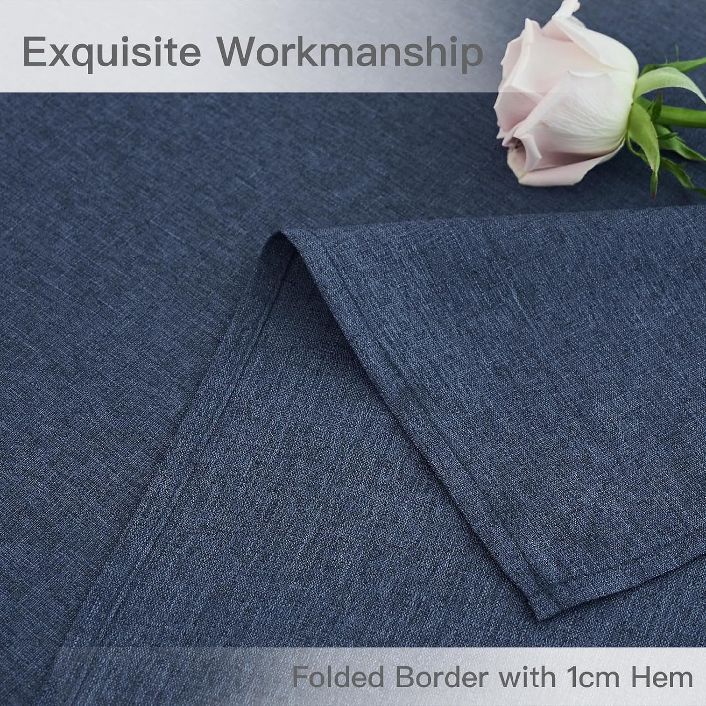 maxmill Linen Texture Tablecloth Water Resistant Antiwrinkle Spillproof Wipeable Washable Soft Fabric Table Cloth for Dining Room, Buffet Banquet Party Holiday, Rectangular 60 x 108 Inch, Navy Blue