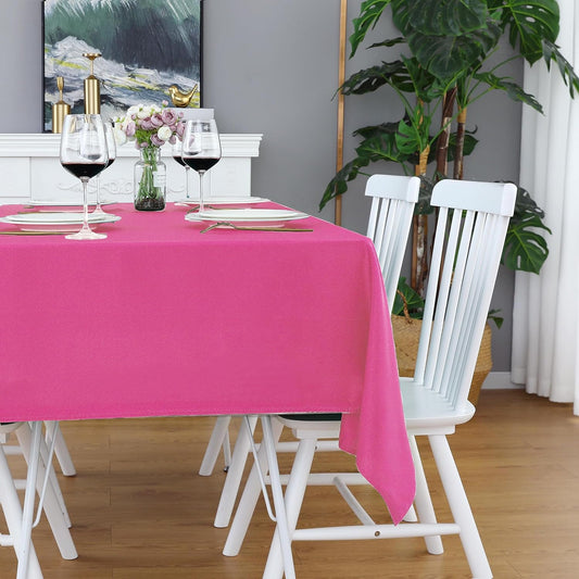 FOLINS&HOME Fuchsia Rectangle Tablecloth - 90 x 132 Wrinkle Free Waterproof Polyester Table Cloths, Spillproof Heavy Duty Washable Table Cover for Party, Banquet, Wedding, Indoor - Rectangular/Oblong