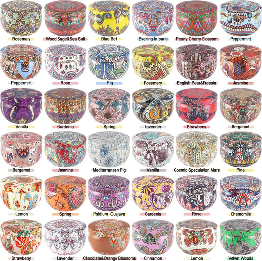 Scented Candle Gifts Set 36 Pack Soy Wax Travel Tin Jar Candles for Home 2.5 OZ Scented Candles for Mom for Christmas, Birthday, Thanksgiving, Mother's Day.