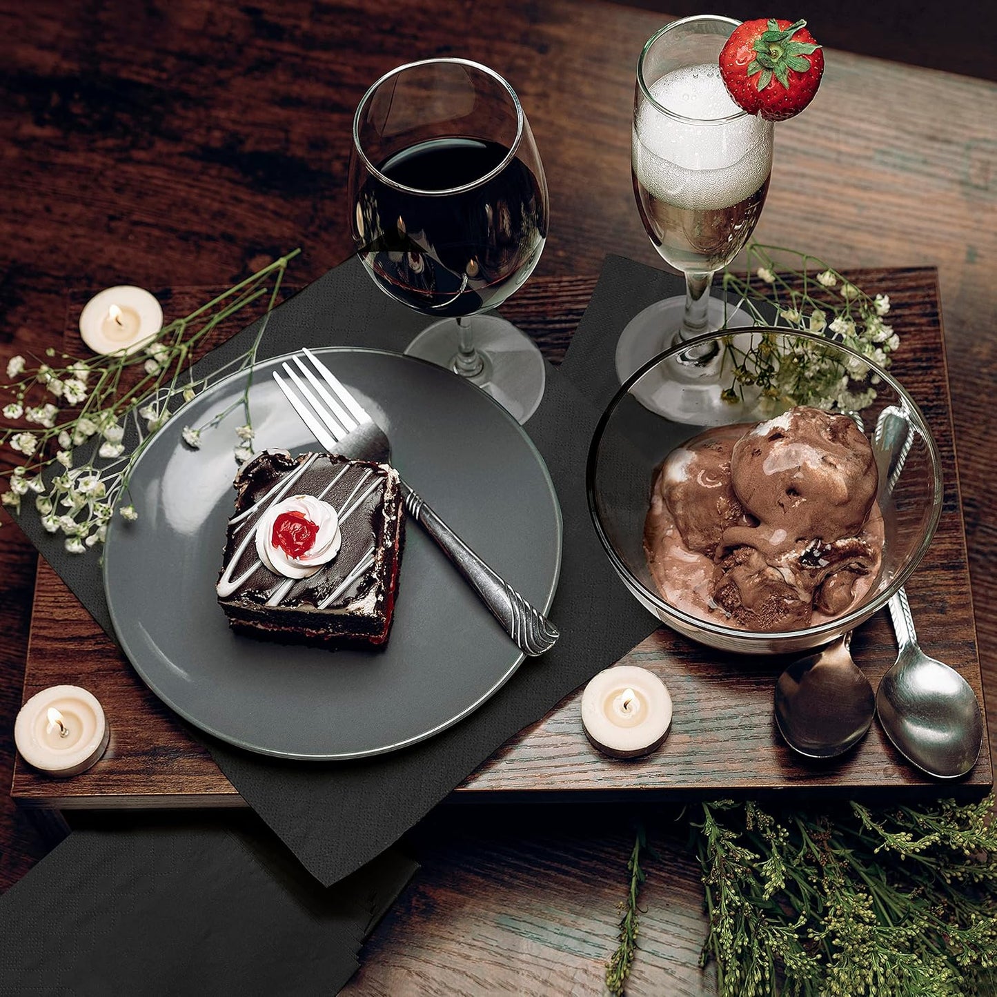 1100 Pack Cocktail Napkins Paper - Quality 3-Ply Black Beverage Napkins - Restaurant, Event, Bar Napkins - Perfect Size Dessert Napkin - Party Napkin Bulk - Elegant Wedding Napkins Disposable