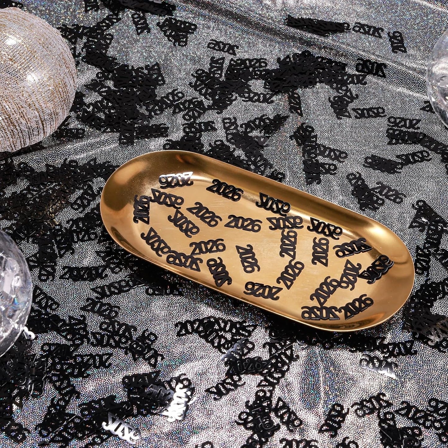 500 Pcs New Year 2026 Confetti, Black 2026 Table Shiny Confetti Glitter for Happy New Year Decorations 2026 New Years Eve Table Decorations