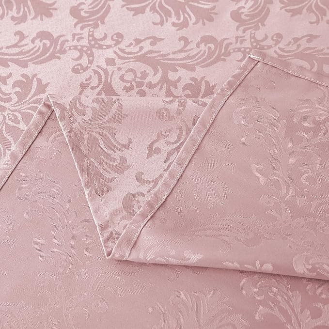 SASTYBALE Pink Table Cloth - 60 x 120 Inch Jacquard Tablecloths Damask Design Spillproof Wrinkle Resistant Valentines Tablecloth Polyester Oblong Table Cover for Wedding Anniversary Party