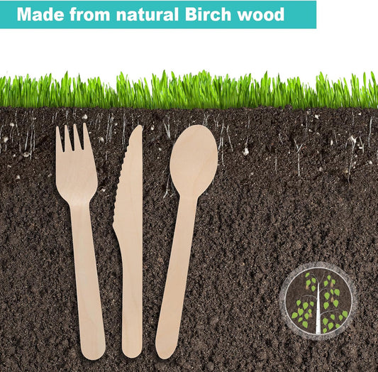 500 Wooden Forks, Disposable Wooden Cutlery Set - Alternative to Plastic, Eco Friendly, Biodegradable, Compostable Cutlery Set - 500 Compostable Forks, Disposable Utensils Set