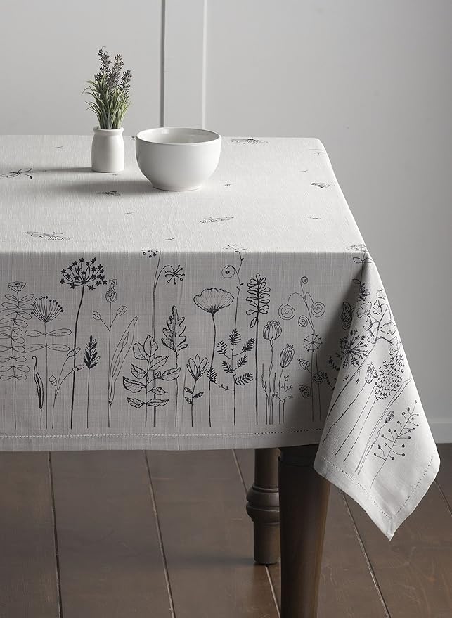 Maison d' Hermine Table Cloth Rectangle Table 100% Cotton 54 x 72 Inches Tablecloth Reusable Decorative for Dining Room Farmhouse Home Valentines Day Decorations Spring Summer - Flore