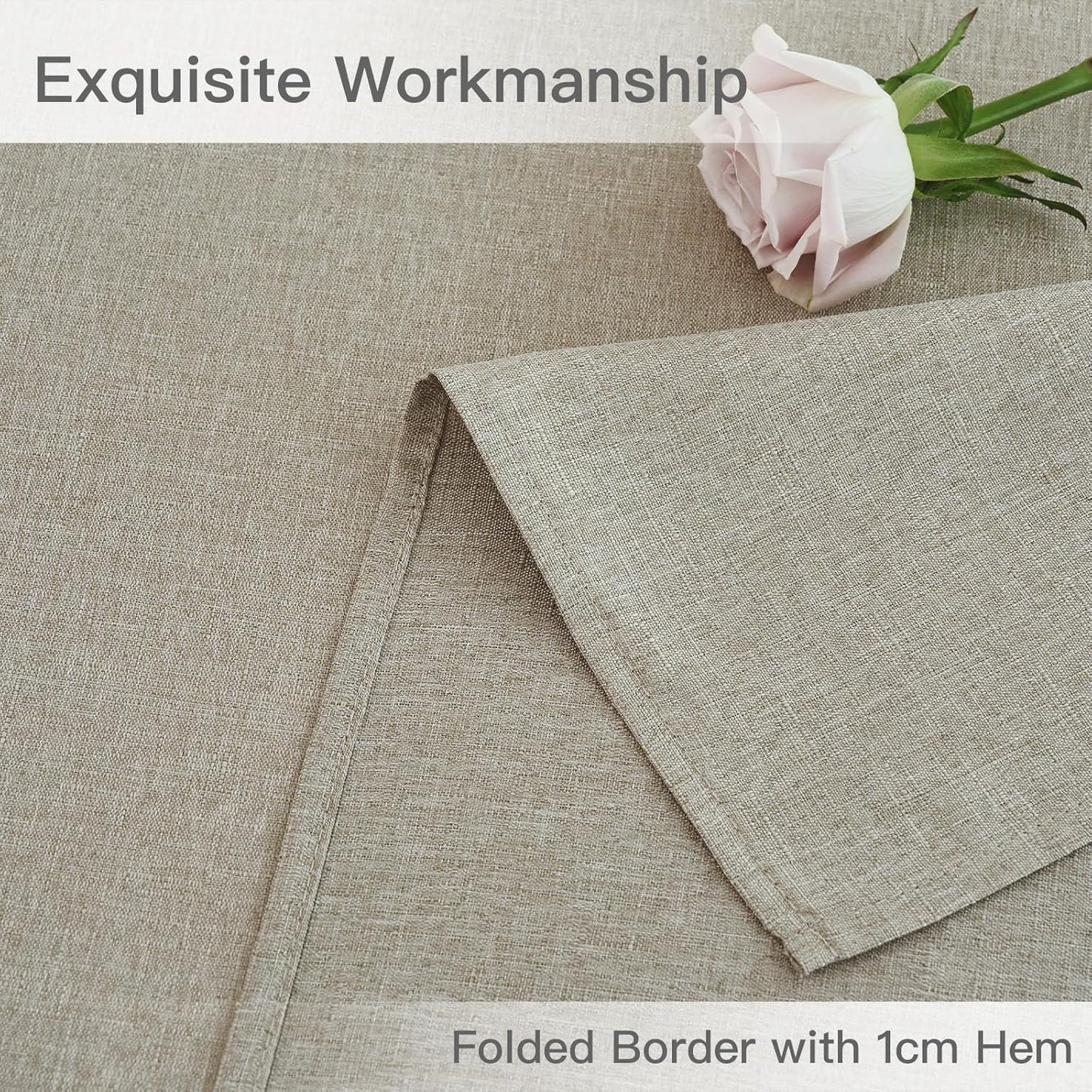 maxmill Linen Textured Rectangular Tablecloth Water Resistant Wrinkle Free Spill-Proof Stain Proof Table Cloth for Dining Room Decoration, Banquet Party Wedding Holiday Dinner, 60 x 84 Inch Linen