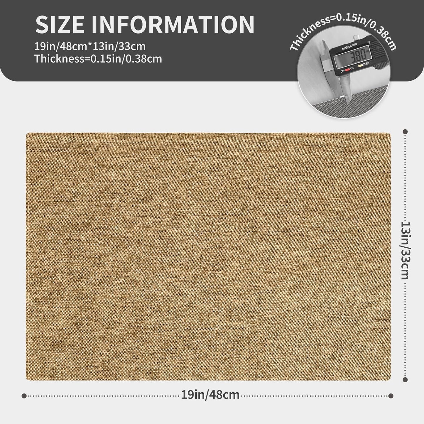 Cloth Placemats, Set of 4 Heat-Resistant Cotton Linen Blend Double Layered Machine Washable Place Mats, Wrinkle Free Thick Fabric Dining Table Mats for Indoors & Outdoors (Natural Linen, 4)