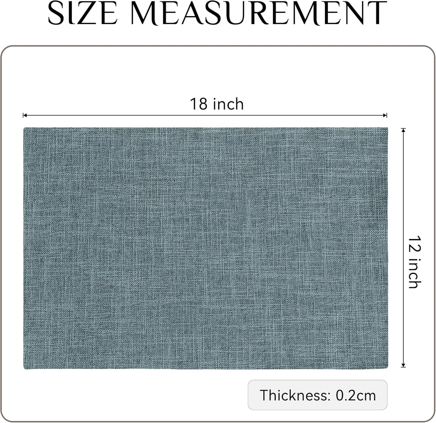 Softalker Faux Linen Placemats Set of 12-12 x 18 Inch, Heat Resistant Double Layered Durable Burlap Farmhouse Place Mats, Non-Slip Washable Rustic Table Mats for Dining, Kitchen, Party(Light Blue