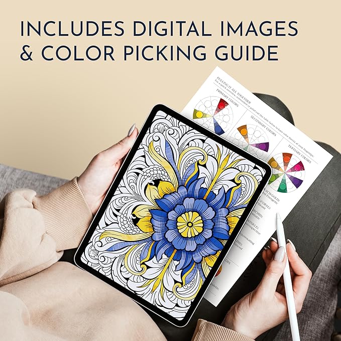 RYVE Mandala Coloring Book for Adults - 50 Unique Mandalas for Relaxation & Stress Relief - Spiral Coloring Book for Adults, Relax and Mindfulness Gifts for Women and Men, Spiral Bound