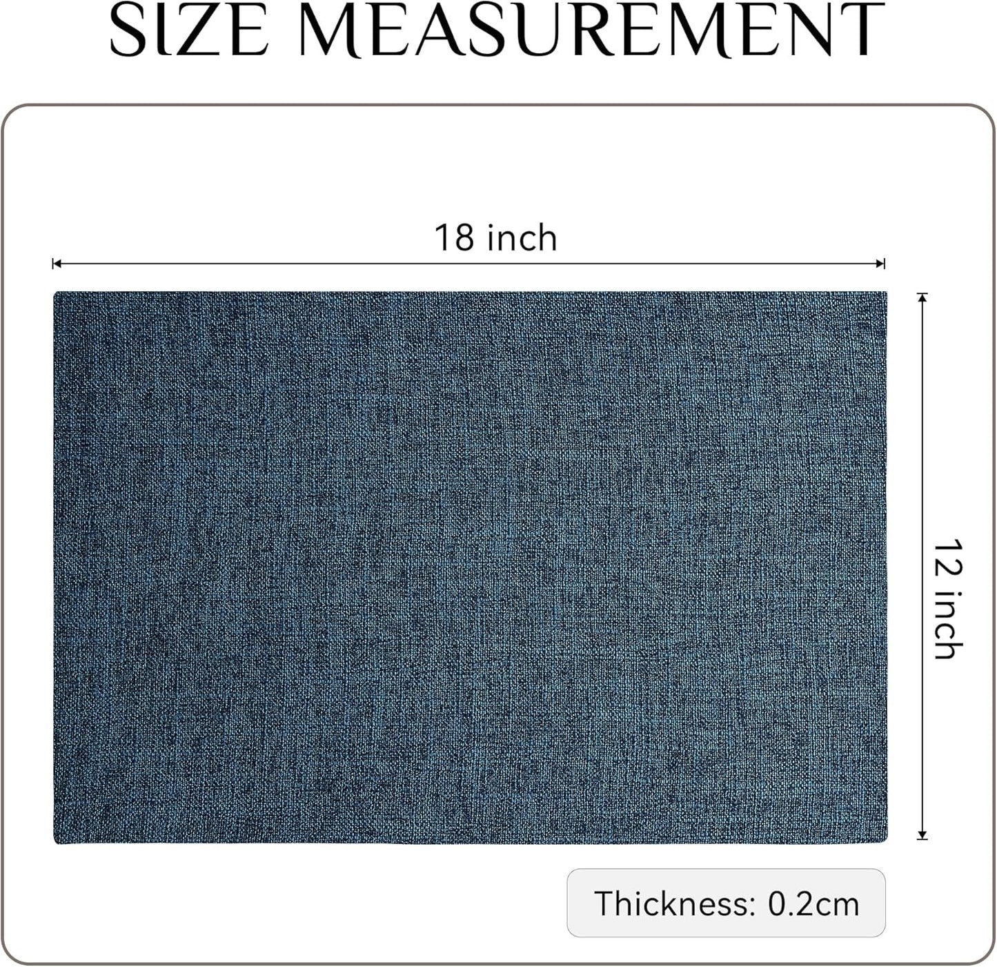 Softalker Faux Linen Placemats Set of 8-12 x 18 Inch, Heat Resistant Double Layered Durable Burlap Farmhouse Place Mats, Non-Slip Washable Rustic Table Mats for Dining, Kitchen, Party(Navy Blue