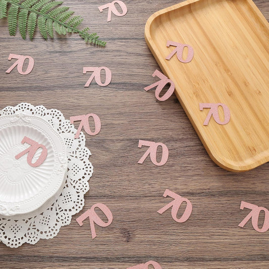 Number 70 Confetti Birthday Decorations - Rose Gold 70th birthday Confetti Table Scatters Decorations Supplies for Birthday Anniversary Party