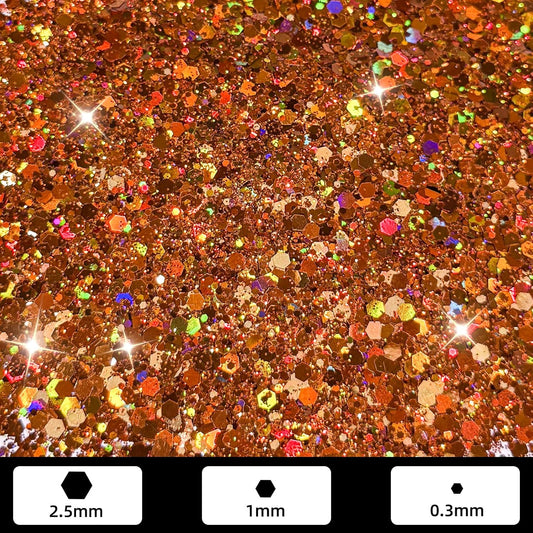 GlimmerLife Chunky Glitter 150G/5.29OZ Glitter, Holographic Craft Glitter for Resin, Mixed Chunky Fine Glitter for Nail, Face, Eye, Hair, Sequin Flake Bulk for Halloween Decorations