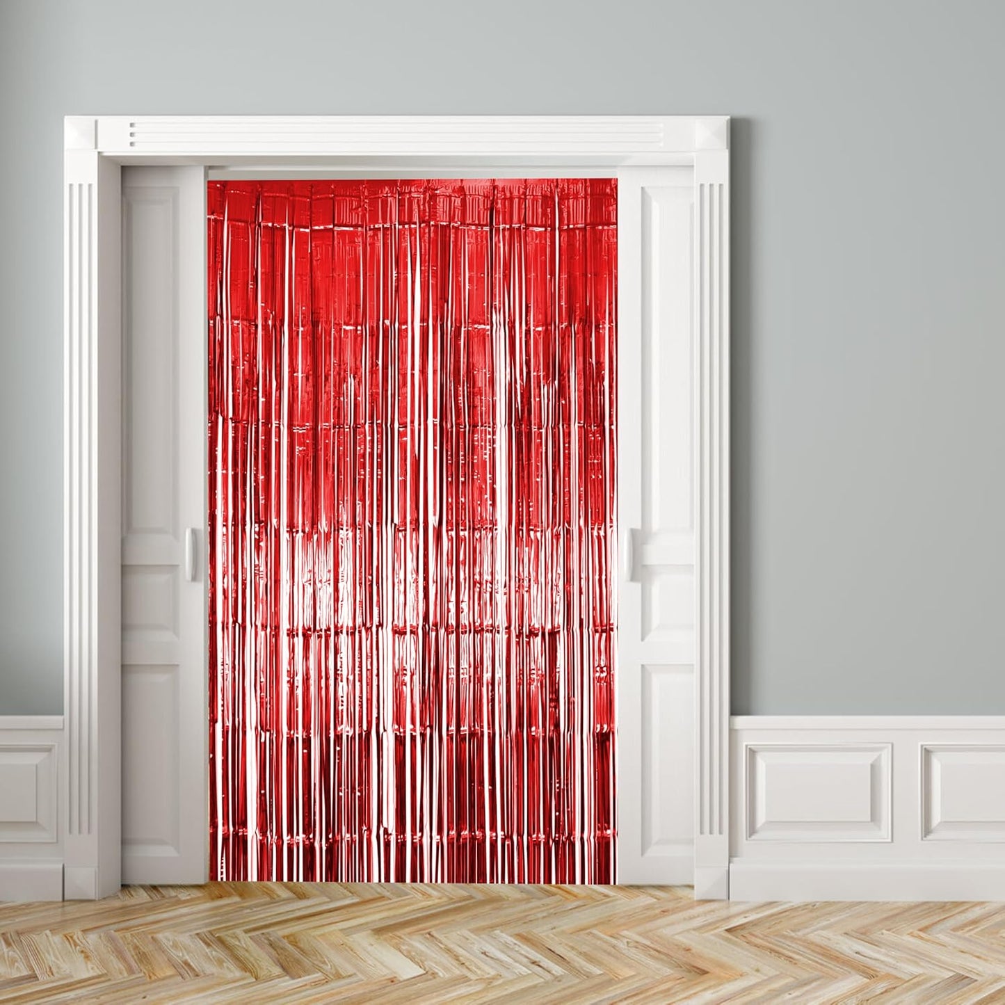 2 Pack Red Fringe Backdrop, Red Streamers Backdrop Curtains, Party Decorations Supplies for Birthday, Holidays, Parties, Christmas, Halloween & More