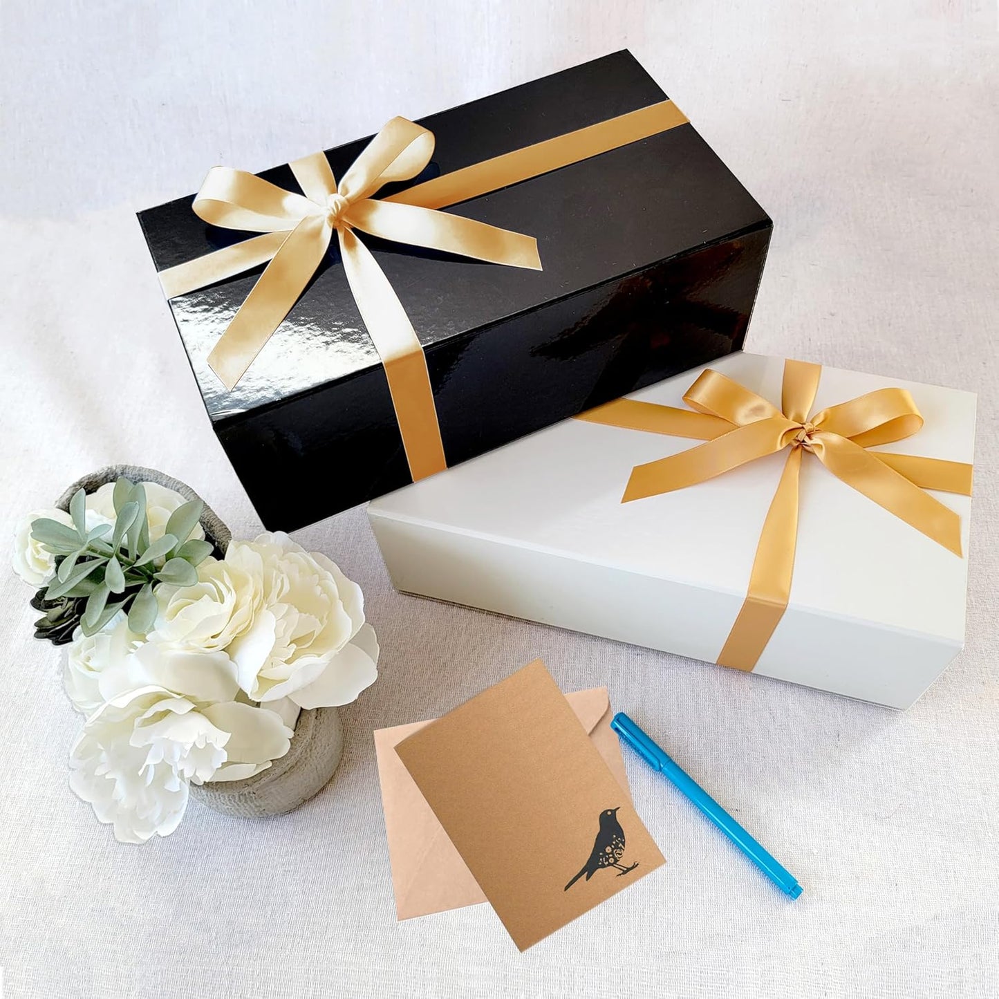 CECOBOX - Gift Boxes with Lids for Presents 13"x8.5"x4" - Matte, Collapsible Magnetic Closure Gift Box - Groomsmen & Bridesmaid Proposal Boxes, Wedding, PR, Birthdays, Holidays (Gold)