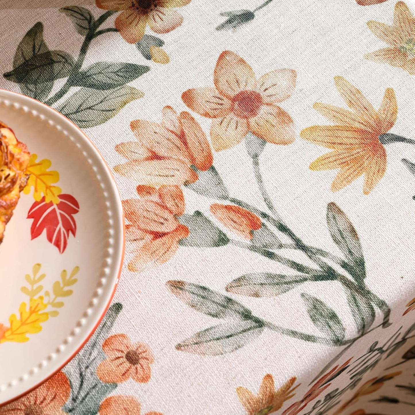 Designer Vintage Linen Rectangle Tablecloth,William Morris Block Print Soft and Durable Table Cloth,Decorative Table Cover for Kitchen,Dining,Thanksgiving,Christmas,55"*87"-Athea