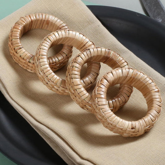 Goroly Home Rattan Napkin Rings Set of 24 for Wedding Party Decoration, Napkin Holder for Table Decoration, Christmas Table Decorations, Thanksgiving Home Decor (Brown)