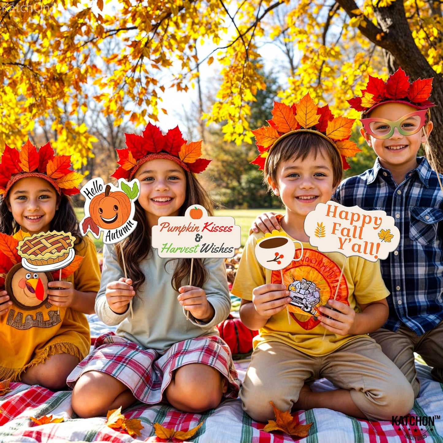KatchOn, Happy Fall Photo Booth Props - Pack of 34 | Fall Photo Props | Festival Photo Props | Thanksgiving Photo Booth Props, Thanksgiving Props for Photoshoot