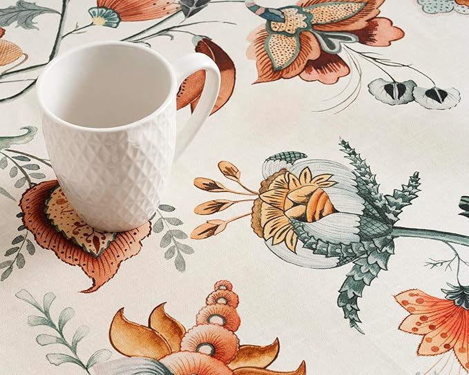 Maison d' Hermine Table Cloth Rectangle Table 100% Cotton 70 x 120 Inches Fall Tablecloth Reusable Everyday Use for Thanksgiving Christmas Decorations Dining Farmhouse Party (Dalida)